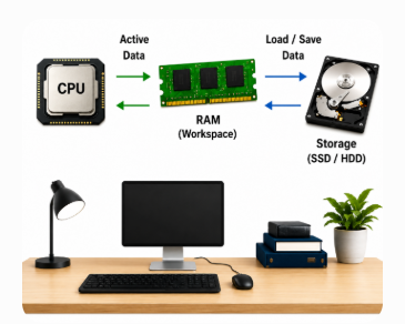 Figure 2. How Data Moves Between the CPU and Storage